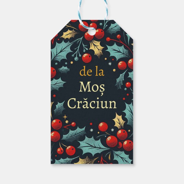 Craciun fericial - Rumänisch - Mos craciun wreat Geschenkanhänger (Rückseite)