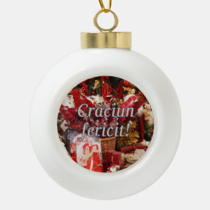 Crăciun fericit! Frohe Weihnachten im rumänischen Keramik Kugel-Ornament