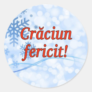 Crăciun fericité! Frohe Weihnachten in Rumänisch r Runder Aufkleber