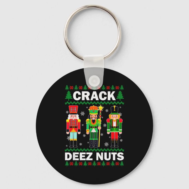 Crack Deez Nuts Funny Christmas  Schlüsselanhänger (Vorderseite)