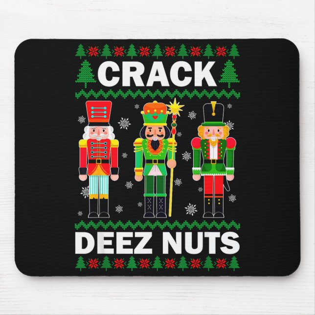 Crack Deez Nuts Lustiges Weihnachten  Mousepad (Vorne)