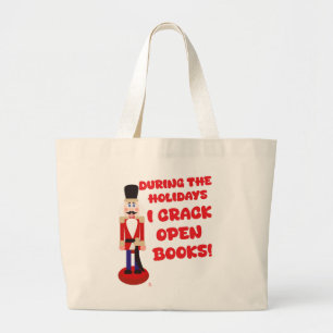Crack Open Books Nutcracker Reading Holiday Jumbo Stoffbeutel