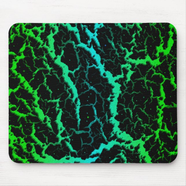 Cracke Space Lava - Grün/Cyan Mousepad (Vorne)