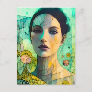 Cracked Beautiful Frau Postkarte