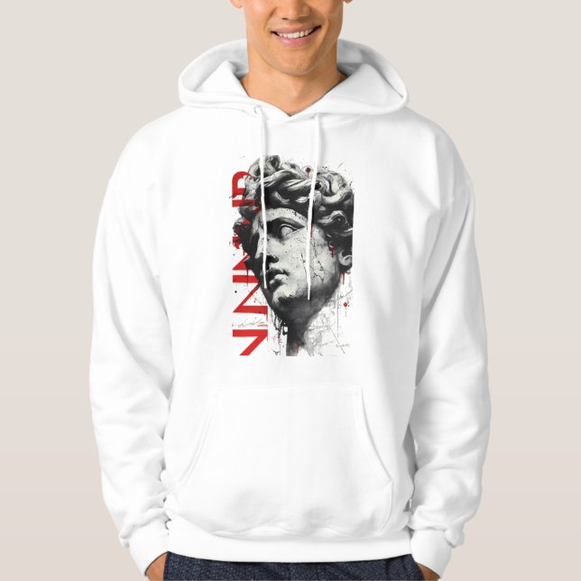 Cracked Classical Bust Trash Polka Art Kapuzenpull Hoodie (Vorderseite)