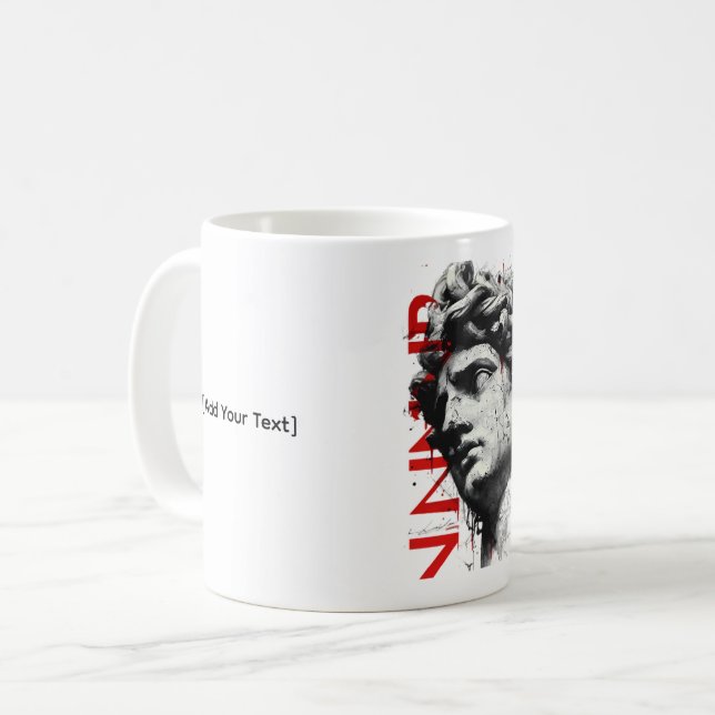 Cracked Classical Bust Trash Polka Art Mug Kaffeetasse (Vorderseite Links)