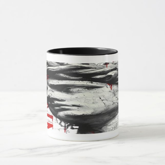Cracked Classical Bust Trash Polka Art Mug Tasse (Zentrum)
