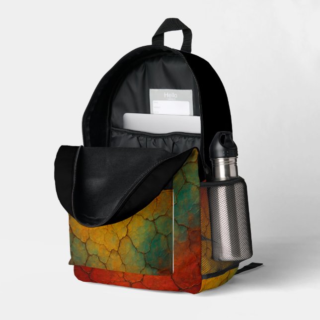 Cracked Earth Abstrakt Textur Bedruckter Rucksack (Rückseitige Ecke links (Offen) )