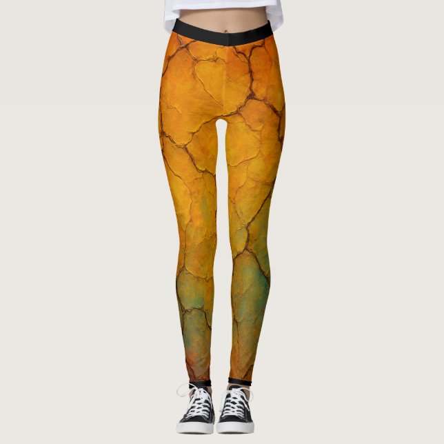 Cracked Earth Abstrakt Textur Leggings (Vorderseite)