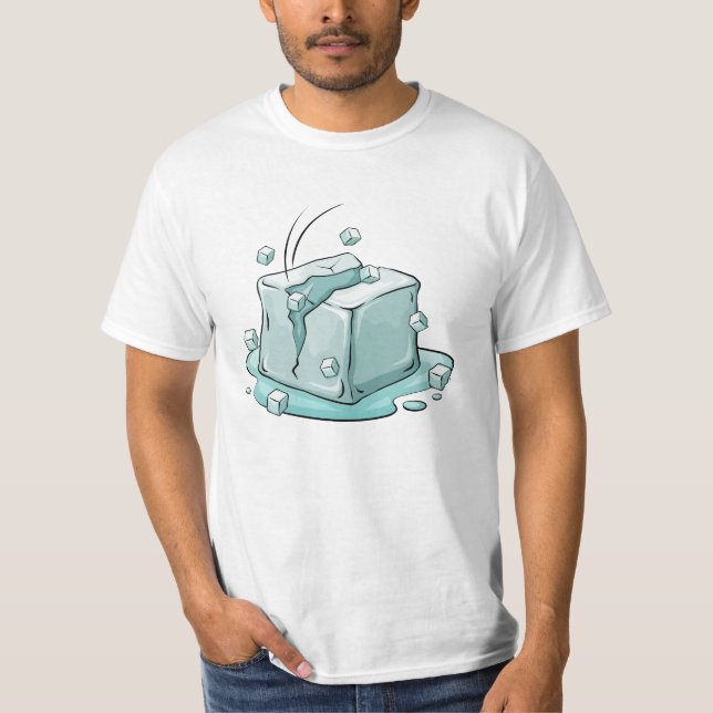Cracked Ice Cube Illustration Art T-Shirt (Vorderseite)