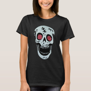 Cracked Laughing White Skull Red Imitate Glitzer E T-Shirt