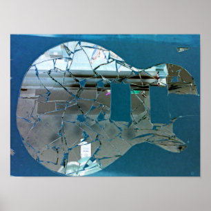 Cracked Mirror Guitar Art Poster