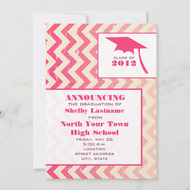 Cracked Ombre Zigzag 2012 Graduation Ankündigung (Vorderseite)