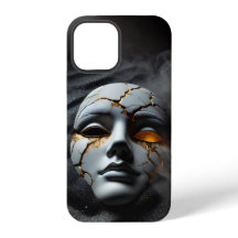 Cracked Porcelain Mask Dark Luxury iPhone 12 Case