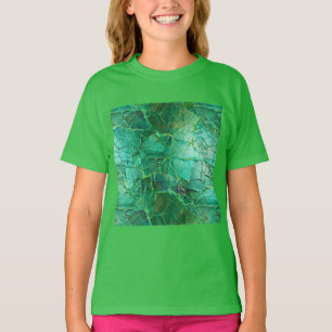 Cracked Texture in Shades Green und Türkis T-Shirt