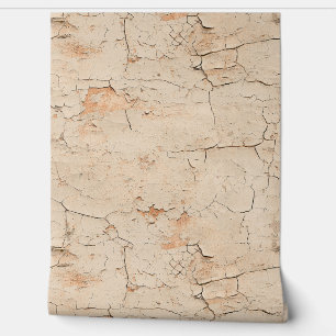 Cracked Textured Beige Painted Stucco Wall Tapete
