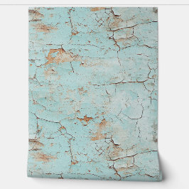 Cracked Textured Painted Green Stucco Wall Tapete