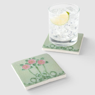 Crackle Glaze Elegantes Jugendstil-Design Steinuntersetzer