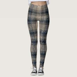 Crackle Kariert Beige und braune Leggings