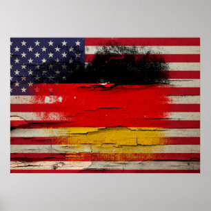 Crackle Paint Deutsche Amerikanische Flagge Poster