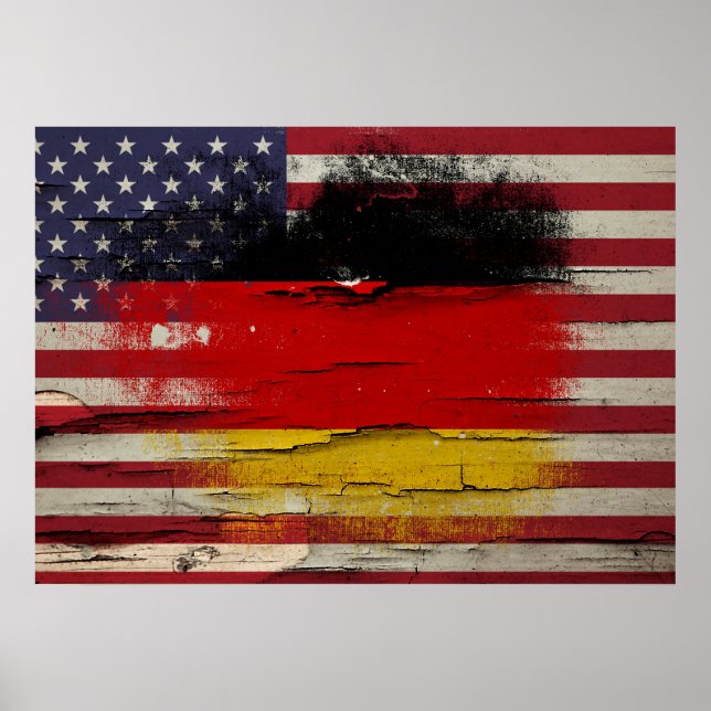 Crackle Paint | Deutsche Amerikanische Flagge Poster (Vorne)