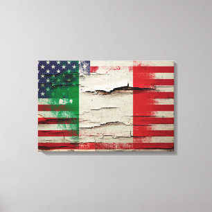 Crackle Paint   Italienische Flagge Leinwanddruck
