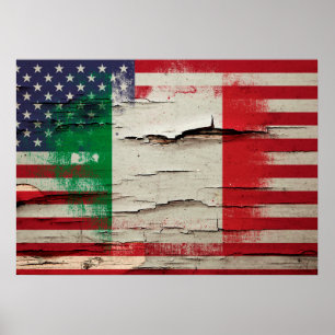 Crackle Paint Italienische Flagge Poster