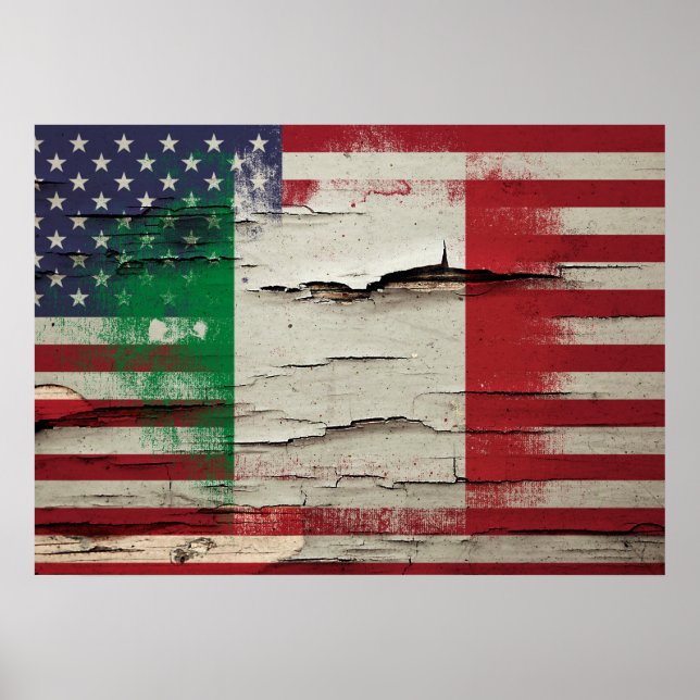 Crackle Paint | Italienische Flagge Poster (Vorne)