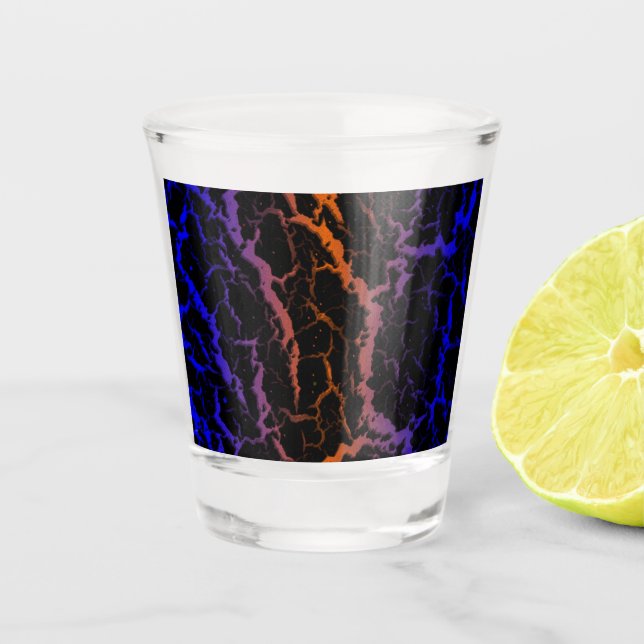 Crackraum Lava - Blau/Orange Schnapsglas (Vorderseite)