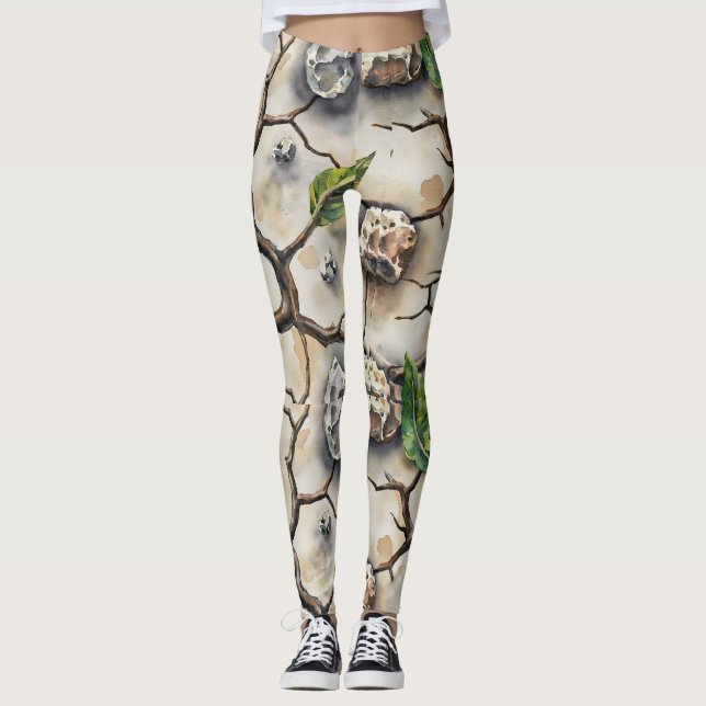 Cracks Earth Dry Seamless Pattern Leggings (Vorderseite)