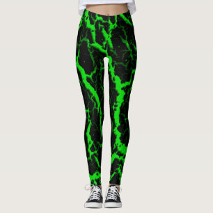 Cracks Space Lava - Green Leggings