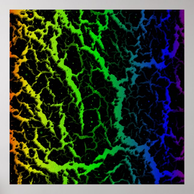 Cracks Space Lava - Rainbow OYGBP Poster (Vorne)