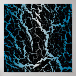 Cracks Space Lava - White/Sky Blue Poster