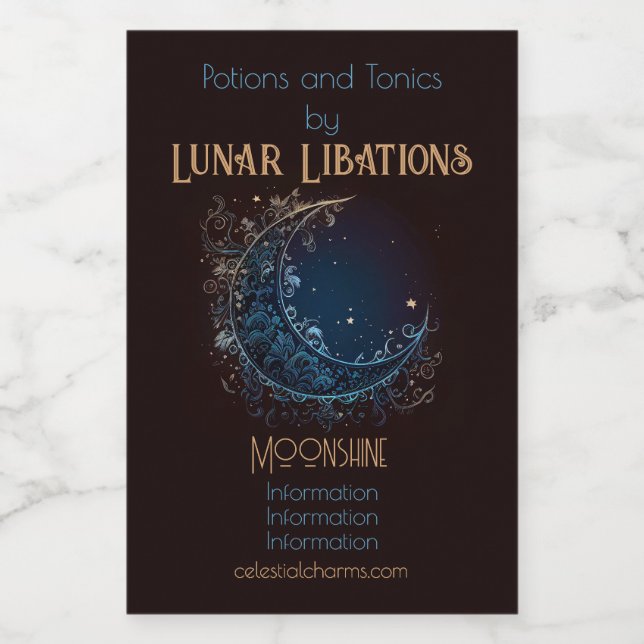 Craete Your Own Magic Filigree Moon Weinetikett (Einzelnes Label)