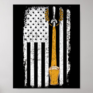 Craft Beer American Flag USA 4. Juli Brauerei Poster
