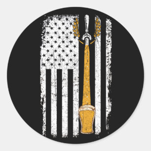 Craft Beer American Flag USA 4. Juli Brauerei Runder Aufkleber