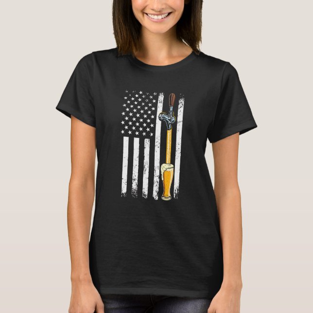 Craft Beer American Flag Usa 4. Juli Brauerei T-Shirt (Vorderseite)