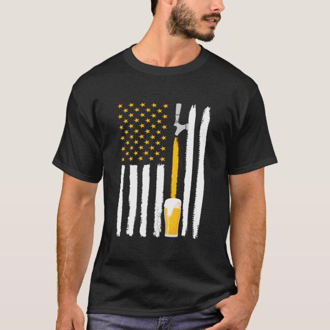 Craft Beer American Flag Usa 4Th July Brewery T-Shirt (Vorderseite)