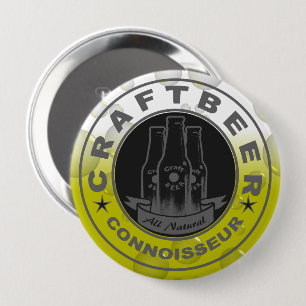 Craft Beer Connoisseur Bubble Gelb Button