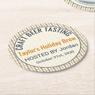 Craft Beer Tasting Party Herbst Amber Klassiker Runder Pappuntersetzer