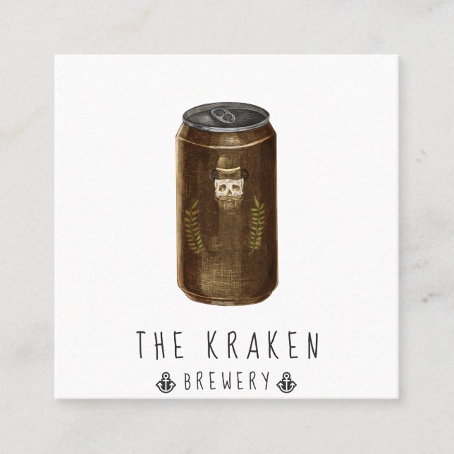 Craft Bier Civico Skull Sketch Quadratische Visitenkarte (Vorderseite)