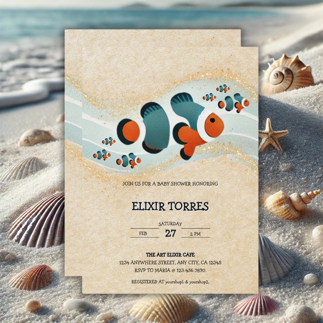 Craft Glitzer Clown Fisch Nemo Kinderdusche Einladung (Von Creator hochgeladen)