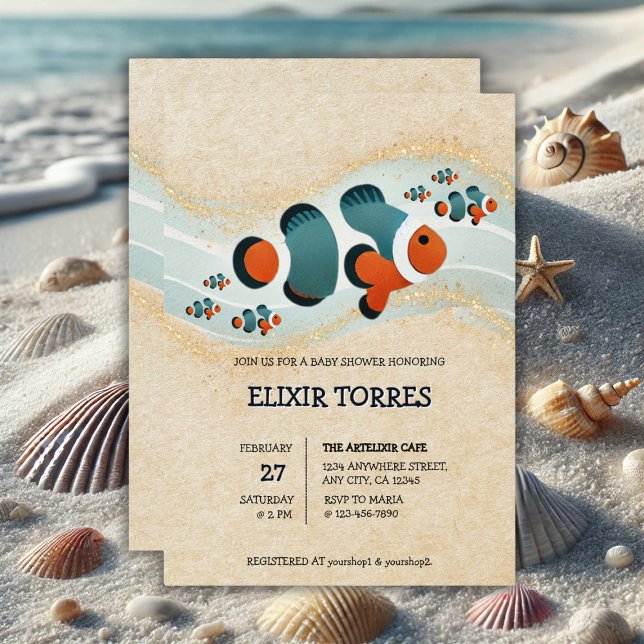 Craft Glitzer Clown Fisch Nemo Kinderdusche Einladung (Von Creator hochgeladen)