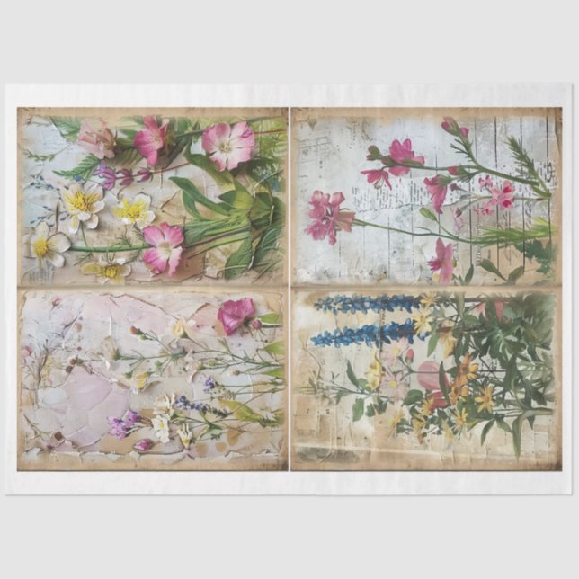 Craft Junk Journal Scrapbook Blumenhintergrund C Seidenpapier (Vorderseite)