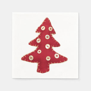 Craft Red Christmas Trees Button Baubles Serviette