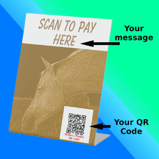 Craft Stall Scan2Pay Golden Brown Pferd Sockelschild