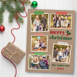 Craft Tape Holly Frohe Weihnachten 5 Foto Kraft Postkarte