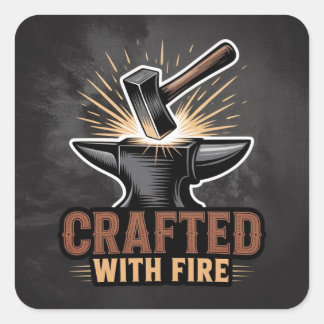 Crafted With Fire – Rustic Artisan Sticker