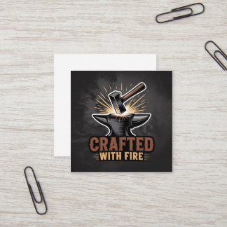 Crafted With Fire – Rustic Artisan Sticker Quadratische Visitenkarte