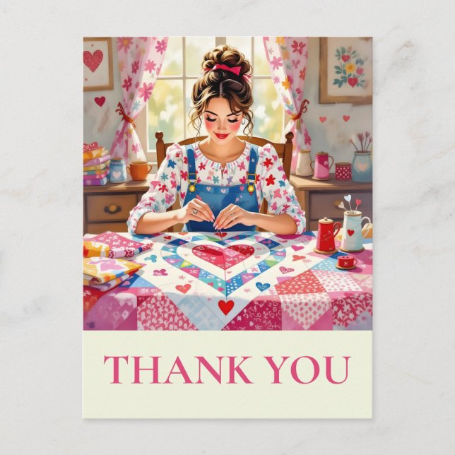 Crafter Quilting Sewing Thank you Postkarte (Vorderseite)